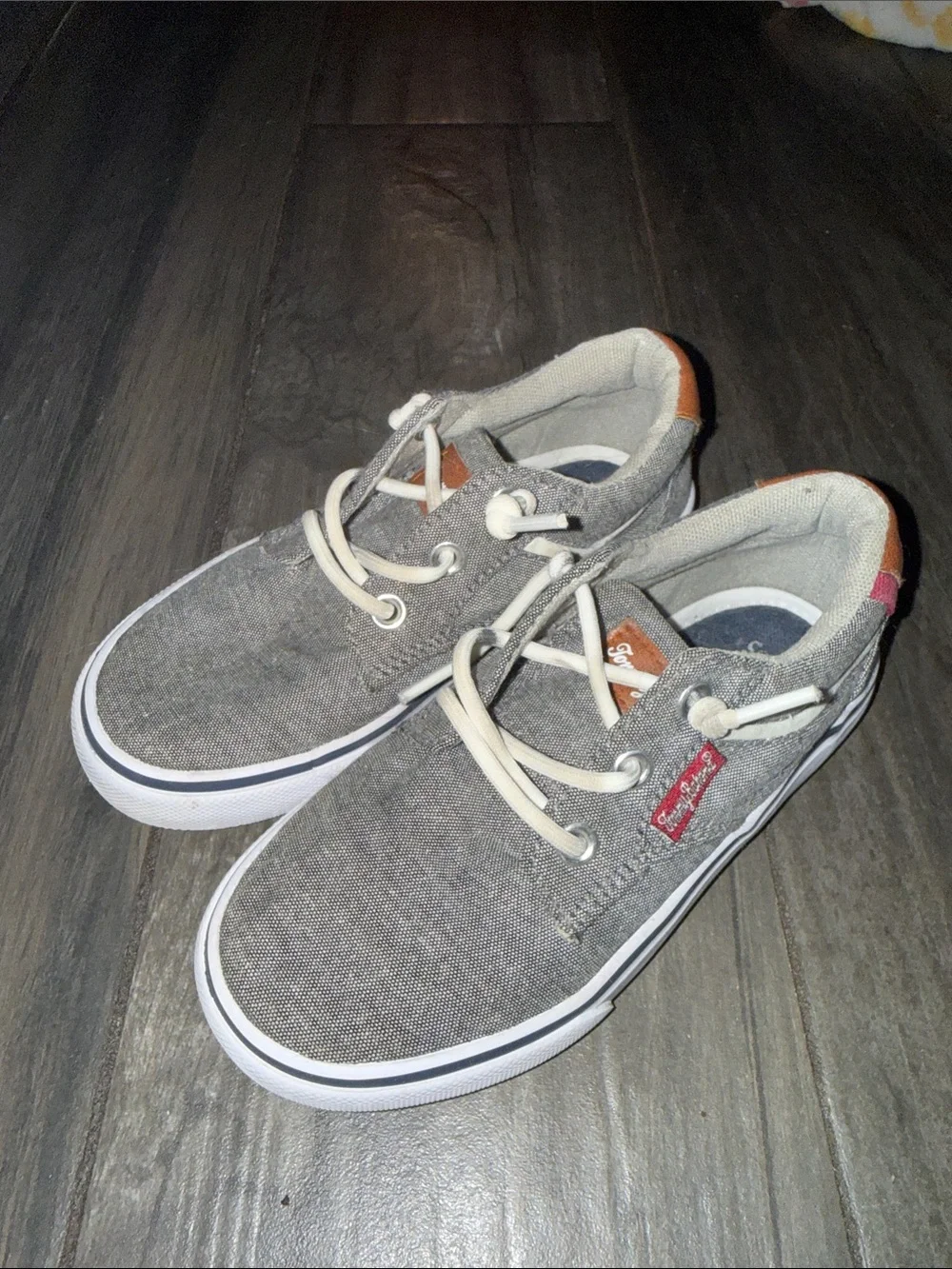 Tommy Bahama Gray Canvas Kids Sneakers with White Trim